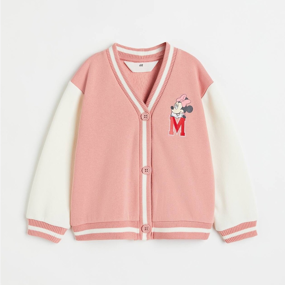H&M + Disney Minnie Mouse varsity sweater jacket size 5/6